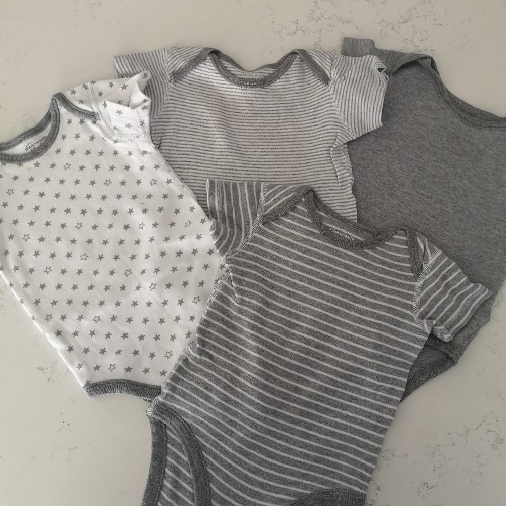 Gender neutral moon and back Grey white onesie